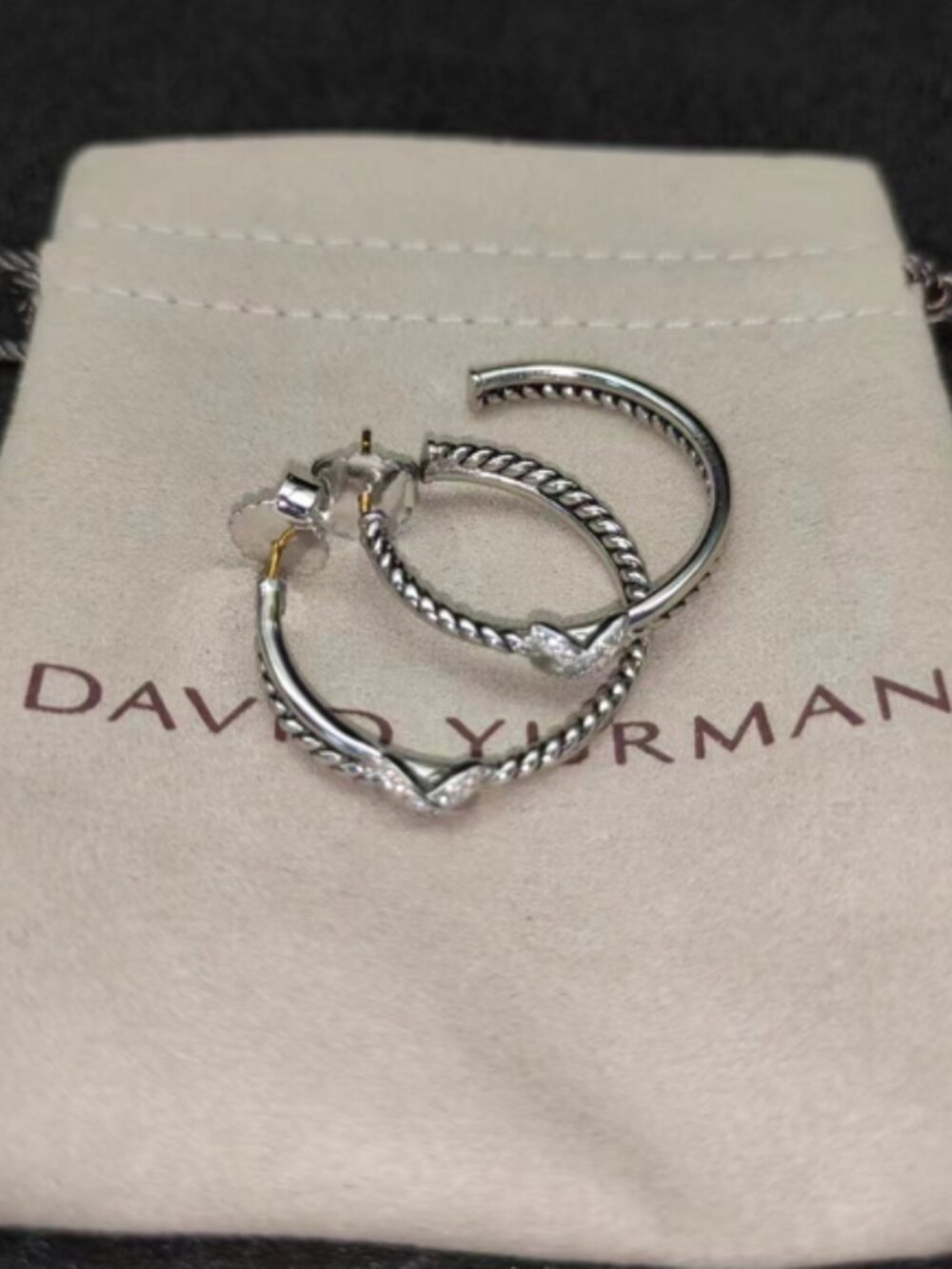 David Yurman Silver X Diamond-set Button Earrings
